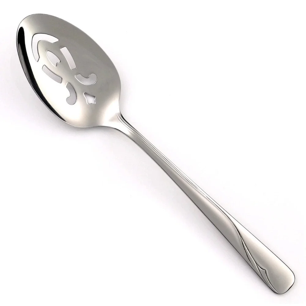 Oneida Oceanic Stainless Pierced Slotted Serving Spoon Flatware 8.25